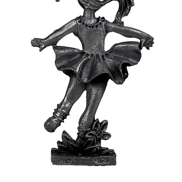 Peltro Pewter Girl Ballerina Figurine On Wood Stand Made In Italy 3” Tall VTG - Picture 7 of 10